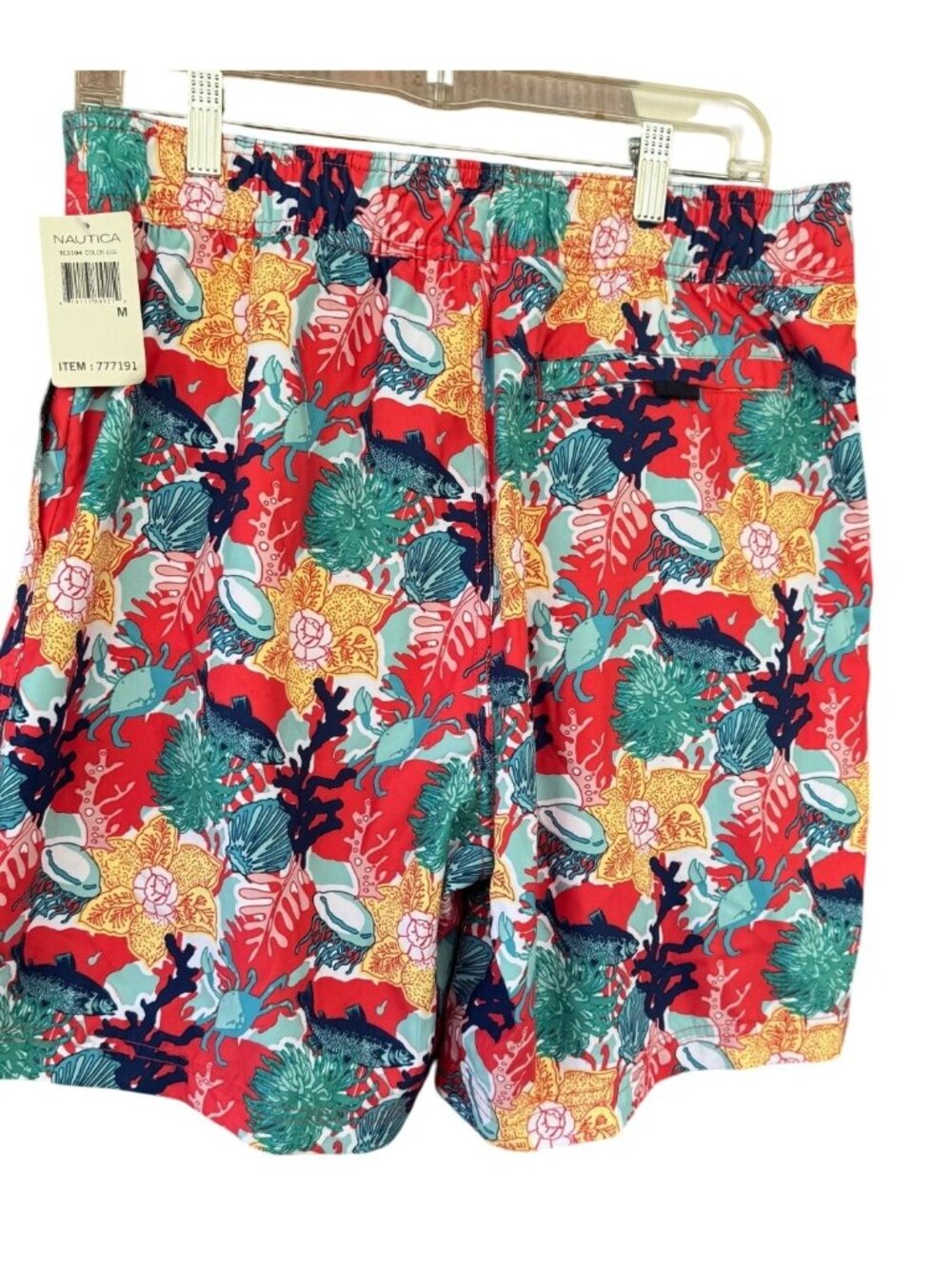 Nautica Mens M Swim Trunks Shorts Crab Fish Shell Coral Reef Mesh Liner Print